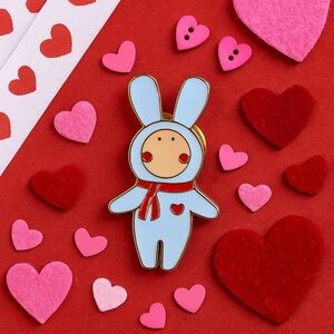 Hand Crafted Valentine's Bunny Pin Enamel Easter Lapel Pin LGBTQA+ Expression